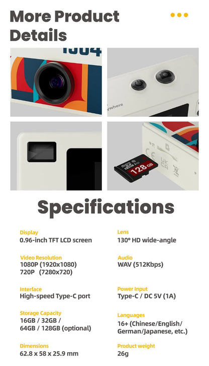 Retro 1984 Thumb Camera 1080P HD